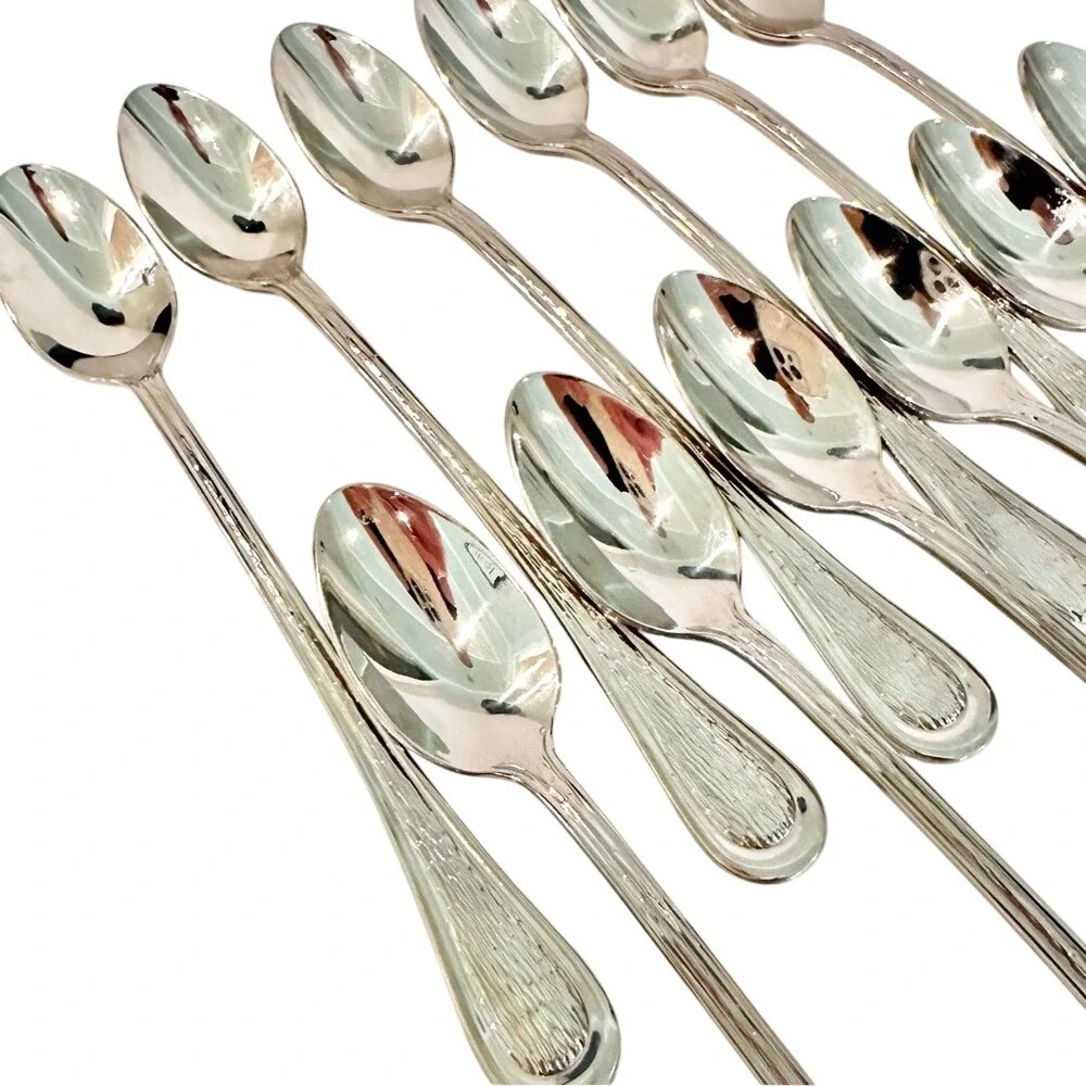 Lenox Barlowe Ice Tea Spoons Set of 12‎ 18/10 Glossy Hammered Stainless Steel